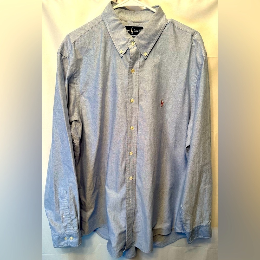 Ralph Lauren 17.5 34/35 XXL Light Blue Long Sleeve Dress Shirt Button Up